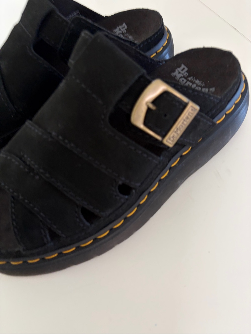 Dr. Martens Maxxy Slide Black Suede Platform Sandals Women’s Size 9 - Picture 6 of 9